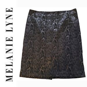SZ14 NWT Sequin Pencil Skirt Tailored Burnout Velvet Animal Print Melanie Lyne